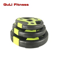 Guli Fitness haltères plaques de poids vert Standard Gym réglable double poignée EZ poignée PVC enduit gymnastique à domicile vente en gros Fit barre de pompe