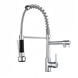 Nouveau populaire 201 acier inoxydable <span class=keywords><strong>double</strong></span> bec évier de cuisine <span class=keywords><strong>mitigeur</strong></span> monotrou Chrome printemps robinet de cuisine - Product Image 1
