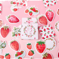 45 autocollants par boîte, série fraise et fromage, fournitures créatives pour journalisation, décoration de fêtes, sceau décoratif découpé en forme