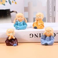 Figurines de moine Kongfu amusantes en résine, décoratives pour tableau de bord de voiture, maison ou table, avec mouvements de tête (ne regarde pas, ne écoute pas, ne parle pas, ne pense pas), jouets et cadeaux