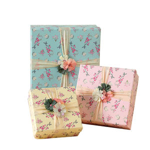 Caja de regalo con tapas superior e inferior, forma cuadrada, diseño floral, caja de regalo para niñas, empaque para perfume, caja vacía - Product Image 3