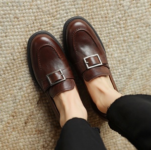 Botas de cuero genuino para mujer, cómodas, con cordones y cremallera, con plataforma, duraderas, transpirables, de piel de becerro, para la vida diaria. - Product Image 5