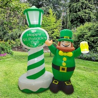 Decorazioni Gonfiabili per il Giorno di San Patrizio: Vecchietto con Cappello Verde e Lampione con Luci LED, Ornamenti Luminosi da Giardino