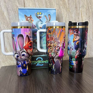 Nouvelle Tasse Thermique Portable de Voyage 40oz avec Poignée, Motif Lapin et Renard de Dessin Animé, Réutilisable, Idéale pour l'Extérieur, Meilleure Vente - Product Image 3