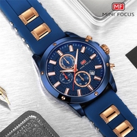 Jam Tangan Quartz Sport Pria MINI FOCUS Relogio Masculino 0089G Tali Silikon Kronograf untuk Pria