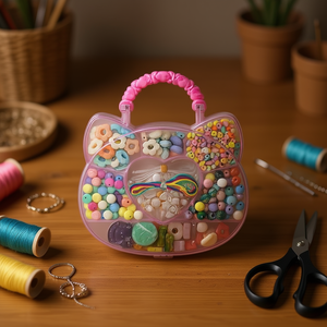 Set di perline ILAN in scatola a forma di gatto con perline colorate per artigianato e creazione di gioielli - Product Image 2