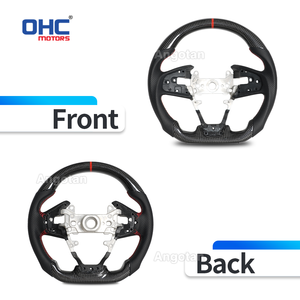 Volante in Vera Fibra di Carbonio Disponibile negli USA per <span class=keywords><strong>Honda</strong></span> Civic 10a Gen Fk8 Type R 2016-2021 con Impugnatura in Pelle Traforata - Product Image 5