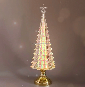 New 42.5cm Warm White <b>Light</b> Colorful Christmas <b>Tree</b> with Gold Base Desktop Decor - Product Image 1