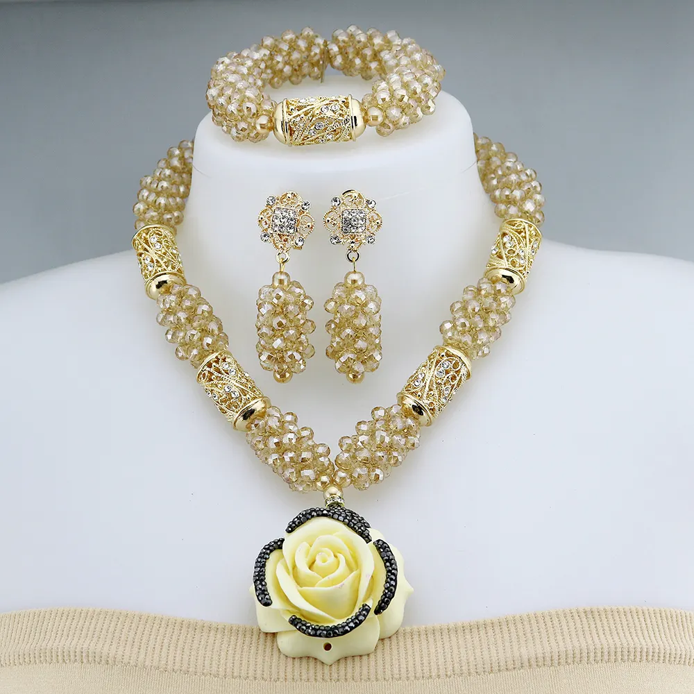 new Arrival Party Jewelry set Beautiful Necklace set High Quality african beads Jewelry set