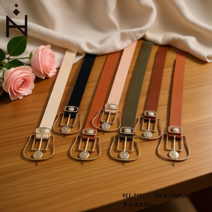 Cintura Retrò con Fibbia Traforata in PU 3,8 Cm Accessorio Moda Donna - Product Image 2