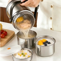 Maxcook Contenant alimentaire isotherme portable à double compartiment 1,5 L en acier inoxydable 304, boîte à lunch thermos avec poignée
