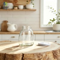 Pot en verre transparent bombé court de 630 ml, qualité alimentaire, pour cornichons, sirops, usage domestique et industriel