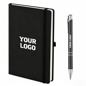 Wholesale Promo Gift Logo Customizable Fancy <b>A5</b> A6 PU Leather Hardcover Notebook 80 Sheets 160 Pages Business Office Notebook - Product Image 1