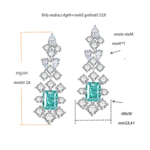 Boucles d'oreilles pendantes romantiques en argent avec zircon cubique vert, taille radiant 8x10mm, motif boule, dorées, cadeau idéal pour les fêtes - Product Image 6