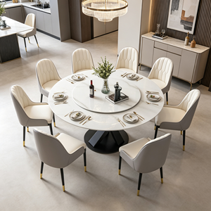 Juego de mesa de comedor redonda moderna de mármol con 6 sillas de diseño giratorio para muebles de comedor en el hogar. - Product Image 3