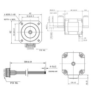 Motores paso a paso Samsr SS1704A20B, 0.53Nm de par, 17-42mm, 2 fases, doble eje, motor de 2V - Product Image 3