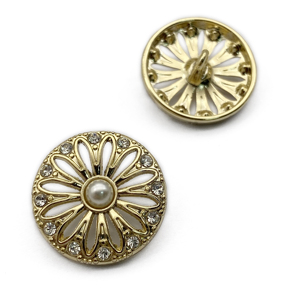 20Mm Thiết Kế Mới Tùy Chỉnh Hợp Kim Vàng Chân Nút Tay Khâu Nút Ngọc Trai Cho Áo Phụ Kiện - Product Image 4