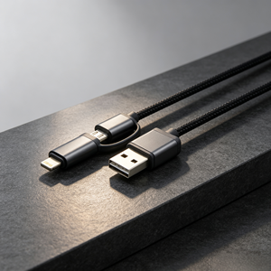 Cavo di Ricarica e Sincronizzazione Dati 2 in 1 <span class=keywords><strong>USB</strong></span> A a <span class=keywords><strong>Micro</strong></span> <span class=keywords><strong>USB</strong></span> e <span class=keywords><strong>iPhone</strong></span> 8 Pin, Intrecciato in Nylon, con Logo Personalizzato per Telefoni Cellulari - Product Image 5