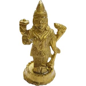 PARIJAT HANDICRAFT 4 pulgadas latón Lord Vishnu y Diosa Lakshmi estatua Art Deco diseño con Sheshanaag Laxmi Narayan Idol - Product Image 1
