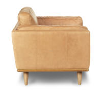 Fauteuil lounge en cuir cognac américain moderne et raffiné, fauteuil personnalisable avec ottoman, ensemble de luxe en cuir pleine fleur