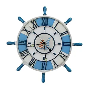 지중해 스타일 시계 홈 헬름 시계 블루 마린 벽 장식 바다 스타일