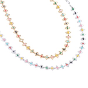 Collier, bracelets et ras-de-cou unisexes en acier inoxydable émaillé avec chaîne à motifs oculaires colorés - Product Image 6