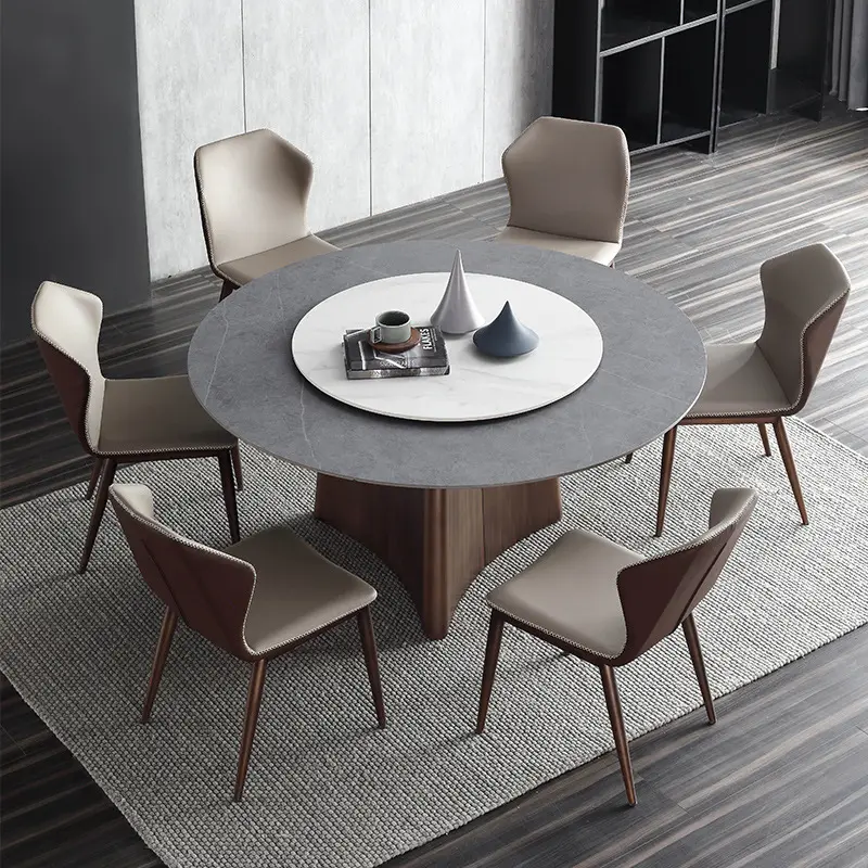 Новый дизайн, круглые Современные Мраморные вращающиеся обеденные столы с металлическими ножками, белые столы