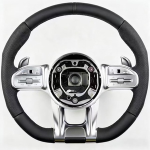 Volant de <span class=keywords><strong>voiture</strong></span>, modèle ancien mis à niveau vers le nouveau modèle, remplacement plug-and-play, cuir véritable, style AMG, compatible avec Benz AECSG - Product Image 2