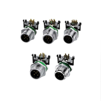 Connecteur de capteur M12 à 4 broches avec fiches PCB, prises femelles coudées, connecteurs ronds métalliques à verrouillage par vis