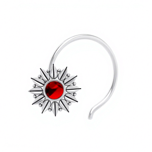 Indian Mores Round Garnet <b>Nose</b> Pin in 925 Sterling <b>Silver</b> Cup Mount Setting Elegant Red Gemstone <b>Nose</b> Stud Jewelry for Women - Product Image 3