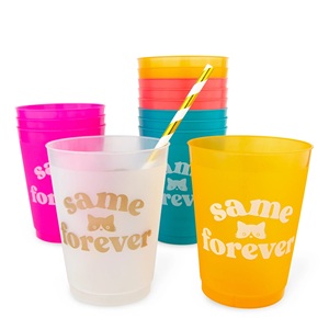 Gobelet de stade en plastique translucide givré promotionnel de 16oz-Gobelets flexibles de givre polychromes de l'heure la plus heureuse - Product Image 4