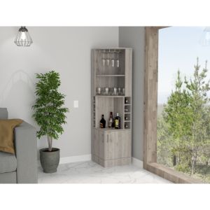 Armoire de bar à 8 bouteilles gris clair DB avec 2 étagères pour usage domestique ou commercial - Product Image 1