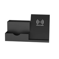 Support de charge rapide sans fil 15W pour bureau, porte-stylos, porte-cartes de visite, station de charge sans fil multifonction pour table de bureau