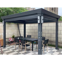 Desain Gazebo Patio Kustom Mewah. Paviliun Atap Keras Aluminium Modern untuk Makan di Luar Ruangan. Solusi Gazebo Taman Langsung dari Pabrik.
