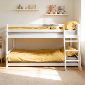 Solid Wood Double Layered Bunk <b>Beds</b> with Stairs and Guardrails Modern Design <b>Space</b>-<b>Saving</b> Children's <b>Bed</b> - Product Image 4