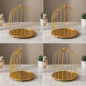 Modern Iron <b>Birdcage</b> <b>Decorative</b> Ornament Tabletop Stand Eco Friendly Polished Finish Home Decor Metal <b>Birdcage</b> Display Holder - Product Image 3