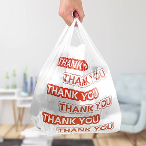 Sacchetto per la spesa personalizzato stampato in PE compostabile usa e getta con manici a gilet - Product Image 6