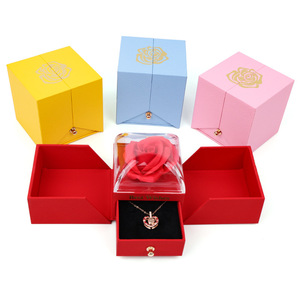 Caja de Regalo Romántica con Flor Eterna Preservada, Juego de Joyería con Rosa Eterna para Navidad, Mamá, Novia, Cumpleaños, Día de San Valentín - Product Image 1
