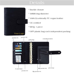 Хит продаж, 21 цвет, Saffiano Epi, волнистая кожа, <span class=keywords><strong>6</strong></span>-золото/черное кольцо, A6, более широкий бюджетный переплет, как система денежного бюджетирования - Product Image 5