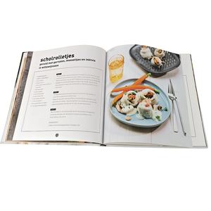 Impression <span class=keywords><strong>de</strong></span> menus personnalisés, <span class=keywords><strong>livre</strong></span> <span class=keywords><strong>de</strong></span> cuisine écologique en papier offset avec reliure cousue Smythe et impression flexographique - Product Image 3