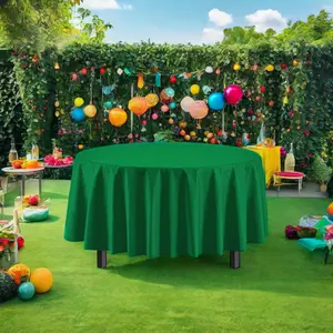 Moda tek kullanımlık sofra seti parti için koyu yeşil açık katı plastik masa örtüsü masa örtüsü ev düğün dekorasyon için