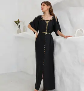 Summer Long Dress for Women Eid 2022 Abaya Moroccan Dubai Turkey Arabic Muslim Clothes