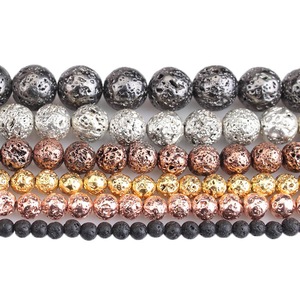 Perles de lave AB revêtues, perles rondes en <span class=keywords><strong>pierre</strong></span> naturelle, perles lisses et polies, accessoires de fabrication de bijoux pour bracelets DIY - Product Image 4