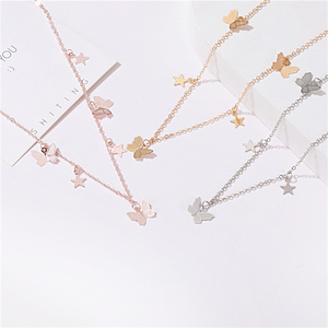 Trendz Simple Style papillon collier en métal Pentacle pendentif clavicule collier bijoux - Product Image 3