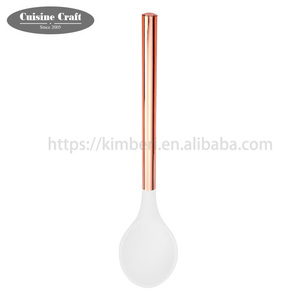 Hot Selling Silicone <strong>Kitchen</strong> <strong>Accessories</strong> 5pcs White Nylon <strong>Kitchen</strong> Cooking Utensils Set with Coating <strong>Copper</strong> Handle - Product Image 5