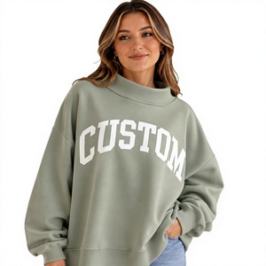 Sudadera de cuello alto informal de invierno para mujer, estilo urbano, de forro polar, personalizada, con diseño frontal, de poliéster/algodón, ligera - Product Image 1