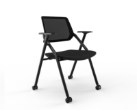 Chaise de formation ergonomique moderne en maille avec accoudoirs coulissants et roulettes pour salle de conférence et salle de classe