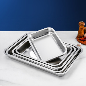 Stainless Steel Square Pan Deep Rectangular Flat Bottom Rice <b>Steamer</b> Household Bowl With Lid Hotel Food Use - Product Image 3