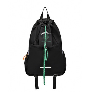 <b>Drawstring</b> <b>Backpack</b> Lightweight Unisex Outdoor Sports Hiking College Student Bag Portable Solid Color Contrasting Stitching - Product Image 2