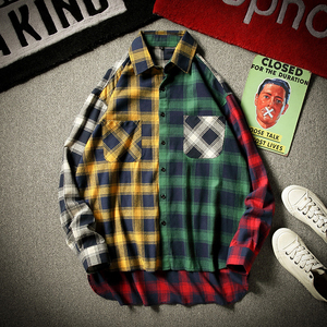 Men Flannel Plaid Spring Autumn Casual Soft Comfort Vintage Plaid <strong>Patchwork</strong> Women <strong>Shirts</strong> - Product Image 5